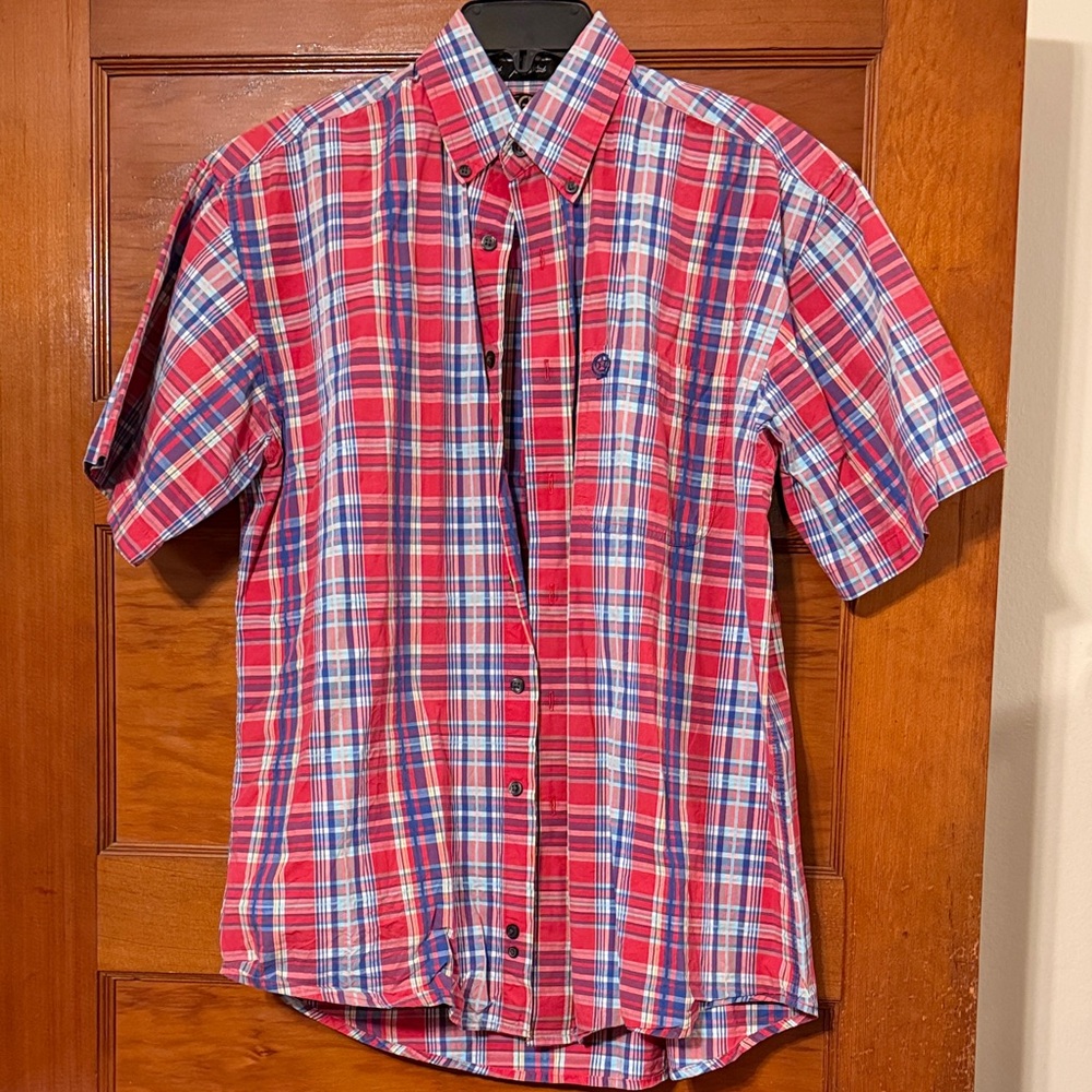 Men's Wrangler Red Plaid Short Sleeve Shirt